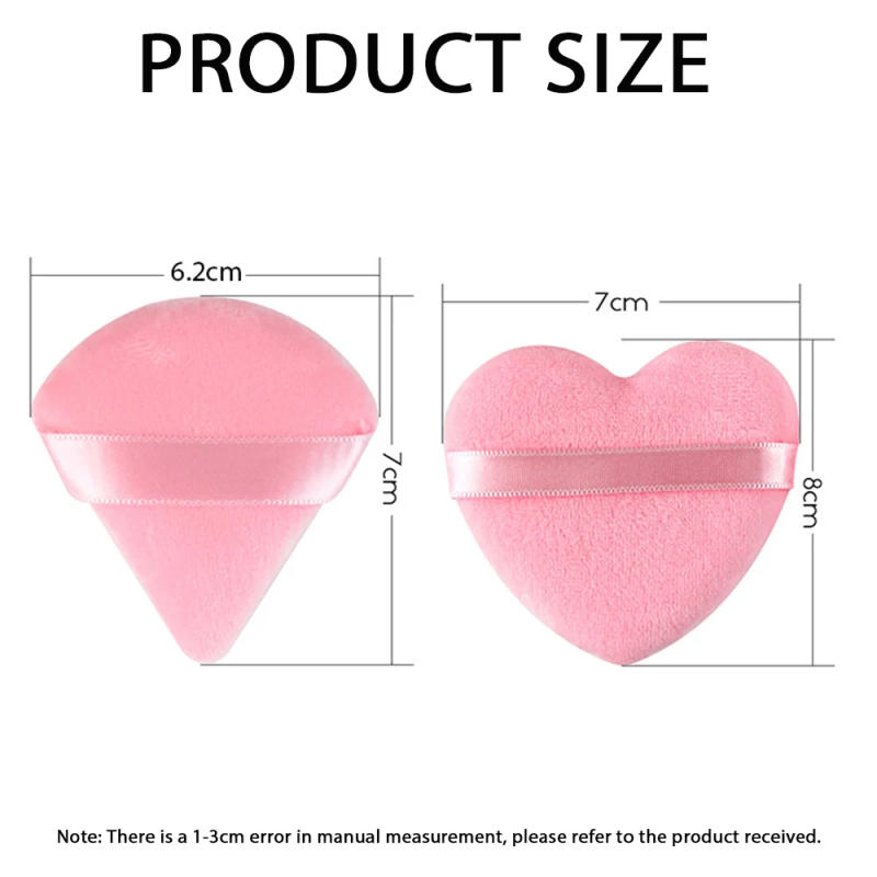 Description Picture 3 of item10/20Pcs Triangle Velvet Powder Puff Heart Shaped Makeup Sponges Blender Foundation Cosmetic Facial Sponges Make Up Accessories