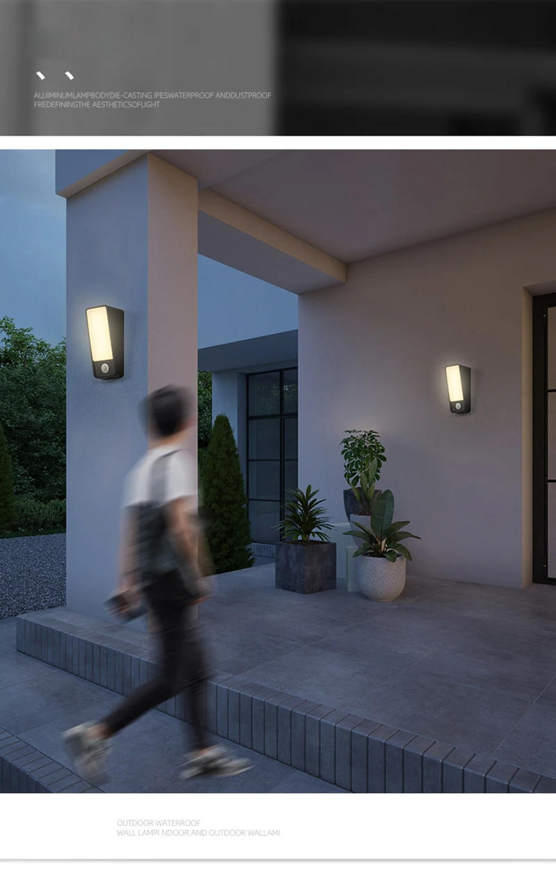 Description Picture 6 of itemOutdoor IP65 Waterroof Wall Lamp Motion Sensor Modern Wall Light Indoor Lighting Home Decor For Garden Stairways Bedroom Sconces