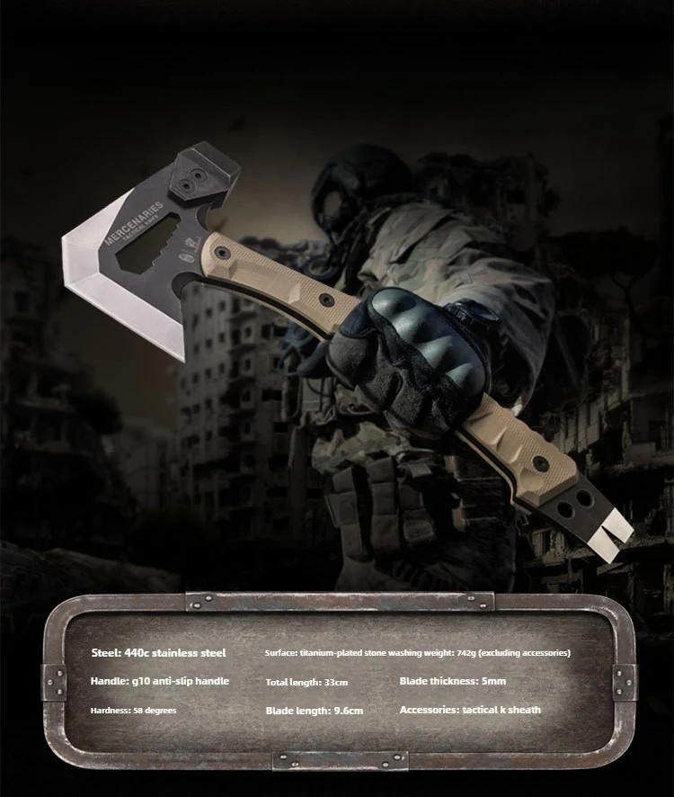 Description Picture 6 of itemStainless Steel Engineer Axe Camping Multi-functional Mountain Firewood Fire Axe Outdoor Self-defense Professional Hand Tools