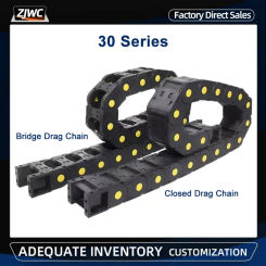 Transmission Chain 30*38/30*50/30*57/30*77/30*103 Plastic Towline Nylon Cable Drag Chain Wire Carrier With End Connector