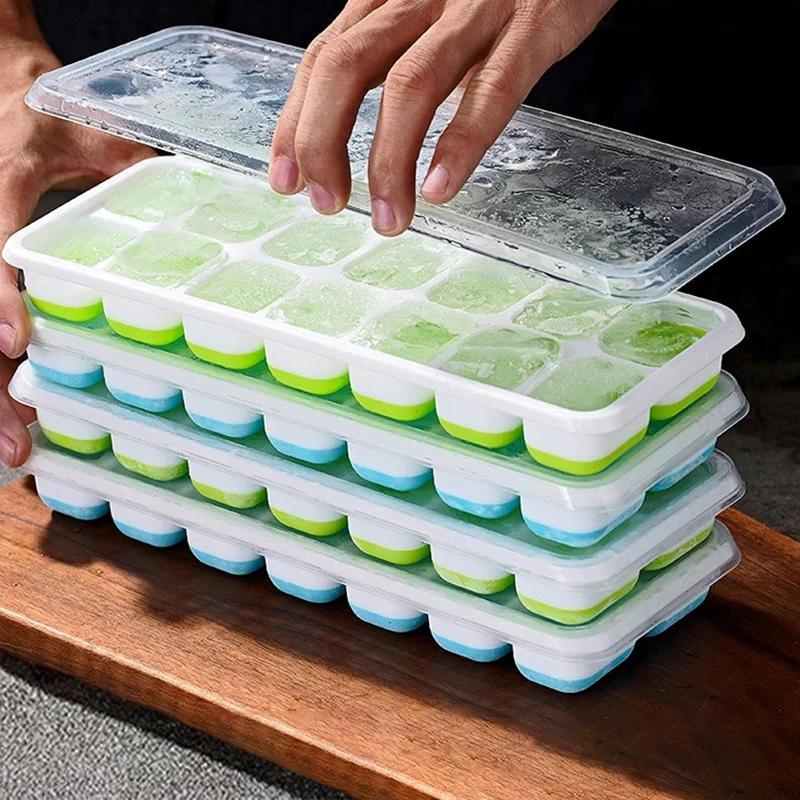 Description Picture 5 of itemIce Cube Tray Silicone Mold with Cover Square 14-cube Easy Release Ice Cube Molds Summer Kitchen Bar DIY Iced Drink Maker Tools