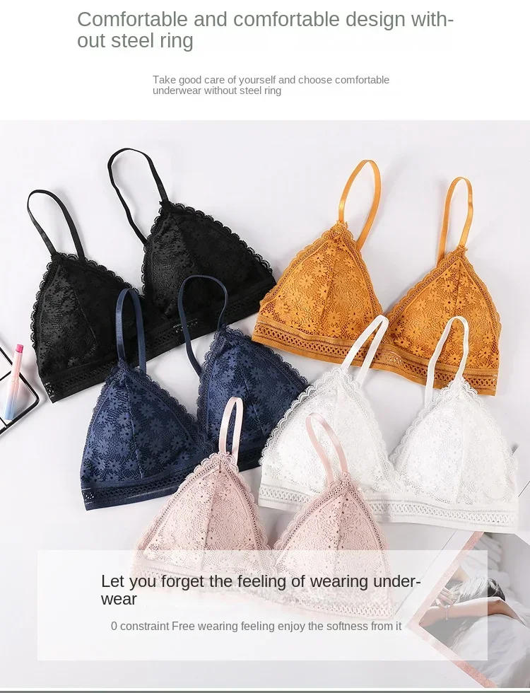 Description Picture 2 of itemSexy Floral Lace Bra Top For Women Push Up Female Lingerie breathable Bralette Removable Pad Thin Fashion New Wireless Bras