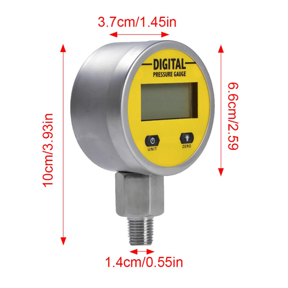 Description Picture 3 of itemPressure Gauges Digital Display Oil Pressure Hydraulic Pressure Meter 250BAR/25Mpa NPT1/4 Screw Thread Gas Liquid Fuel Manometer