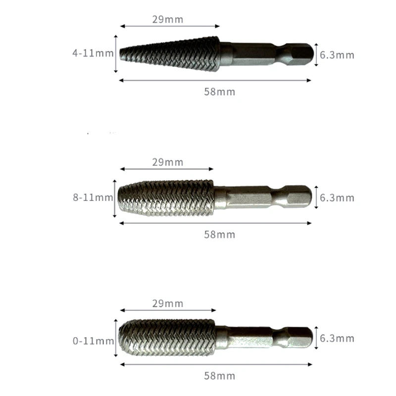 Description Picture 5 of itemHex Shank Rotary Steel File Wood Drill Bits Burrs Metal Grinding Grooved Sanding Engraving Milling Polish Tool Extension Rod