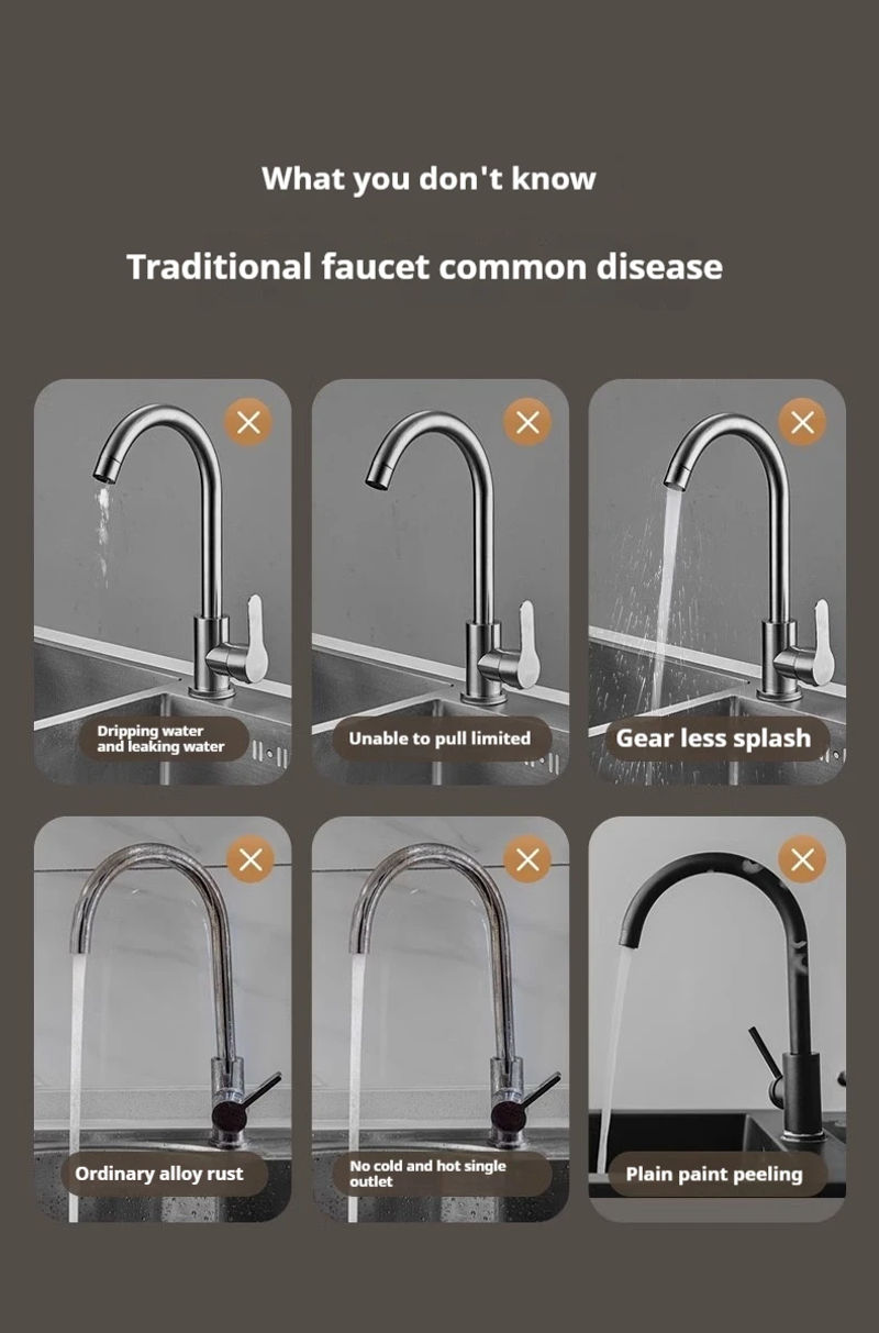 Description Picture 5 of item4 in 1 304 Stainless Steel Pull-out Kitchen Faucet Waterfall Hot And Cold Mixed Water Sink Tap Multi-function Rinse Rotate 360°
