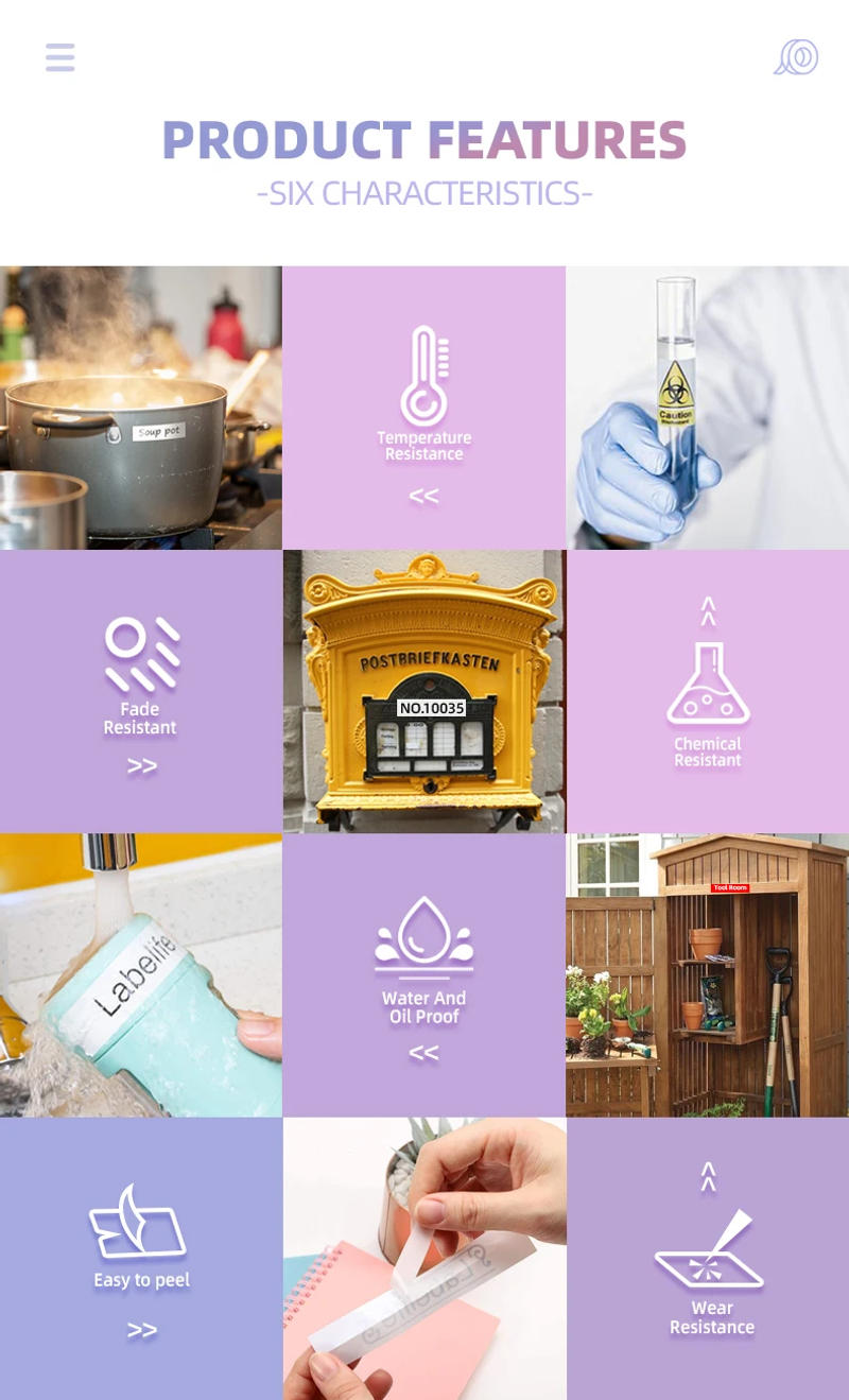 Description Picture 5 of itemIBOQVZG 10PC 231 12mm TZ-White-Tape TZ 231 TZ231 TZ221 TZ 211 Black on White Laminated Label Compatible for Brother P-touch