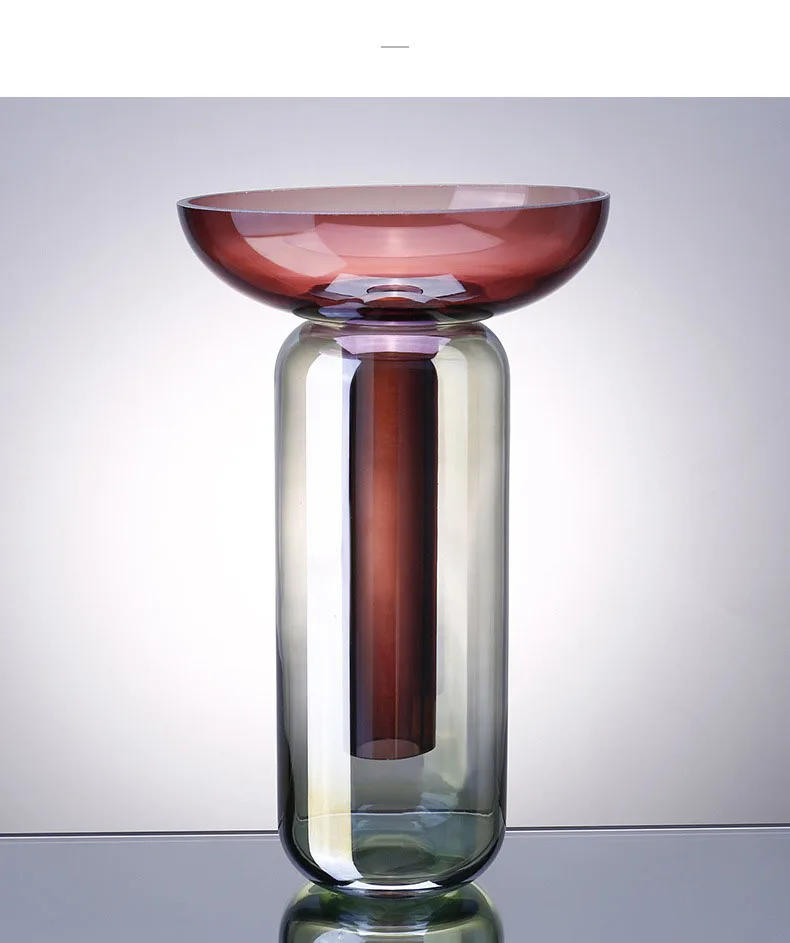 Description Picture 3 of itemGradient Colored Detachable Glass Vase Hydroponic Flower Pots Desk Decoration Artificial Flower Decorative Floral Arrangement