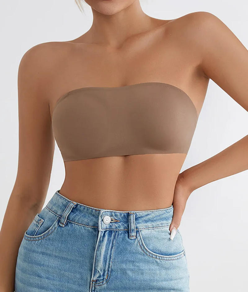 Description Picture 2 of itemNew Design Removable Padded Soft Ice Silk Traceless Women Brasseries Wire Free Seamless Bra For Women Strapless Bra