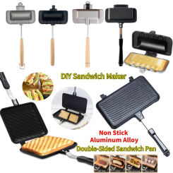 Hot Dog Toaster Non Stick Aluminum Alloy Bread Toast Breakfast Machine Sandwich Maker Waffle Pancake Baking Barbecue Oven Mold