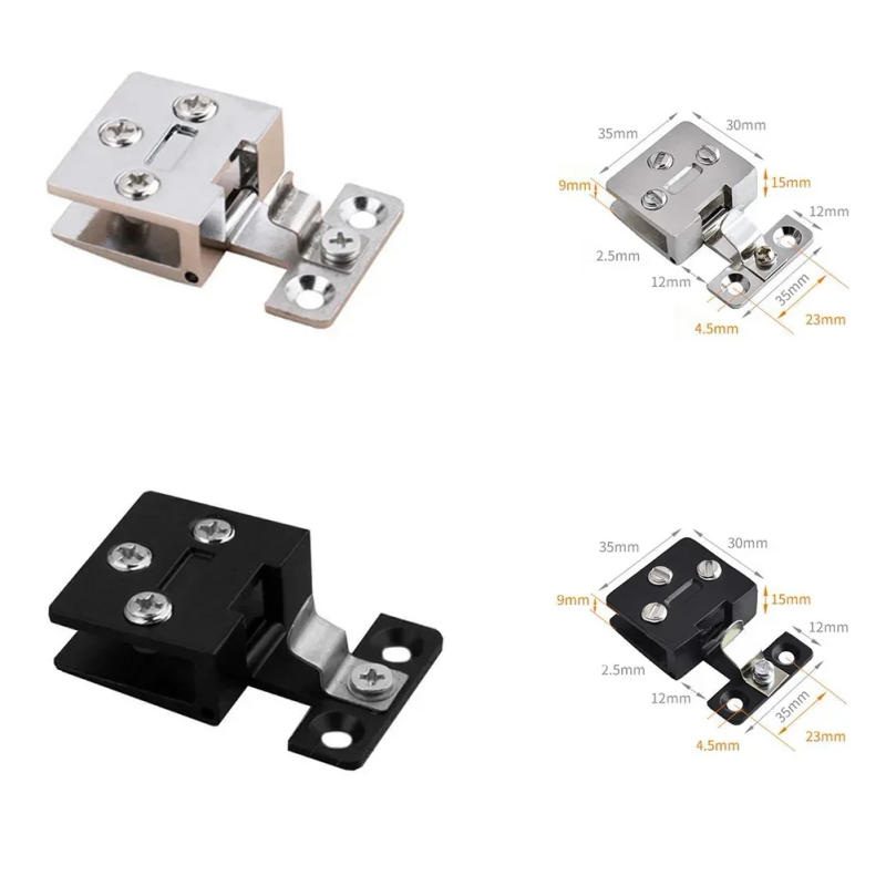 Description Picture 3 of itemGlass Door Hinge Cupboard Display Cabinet Gate Clamp Punch-free Wine Cabinet Glass Hinge Furniture Hardware Accessories