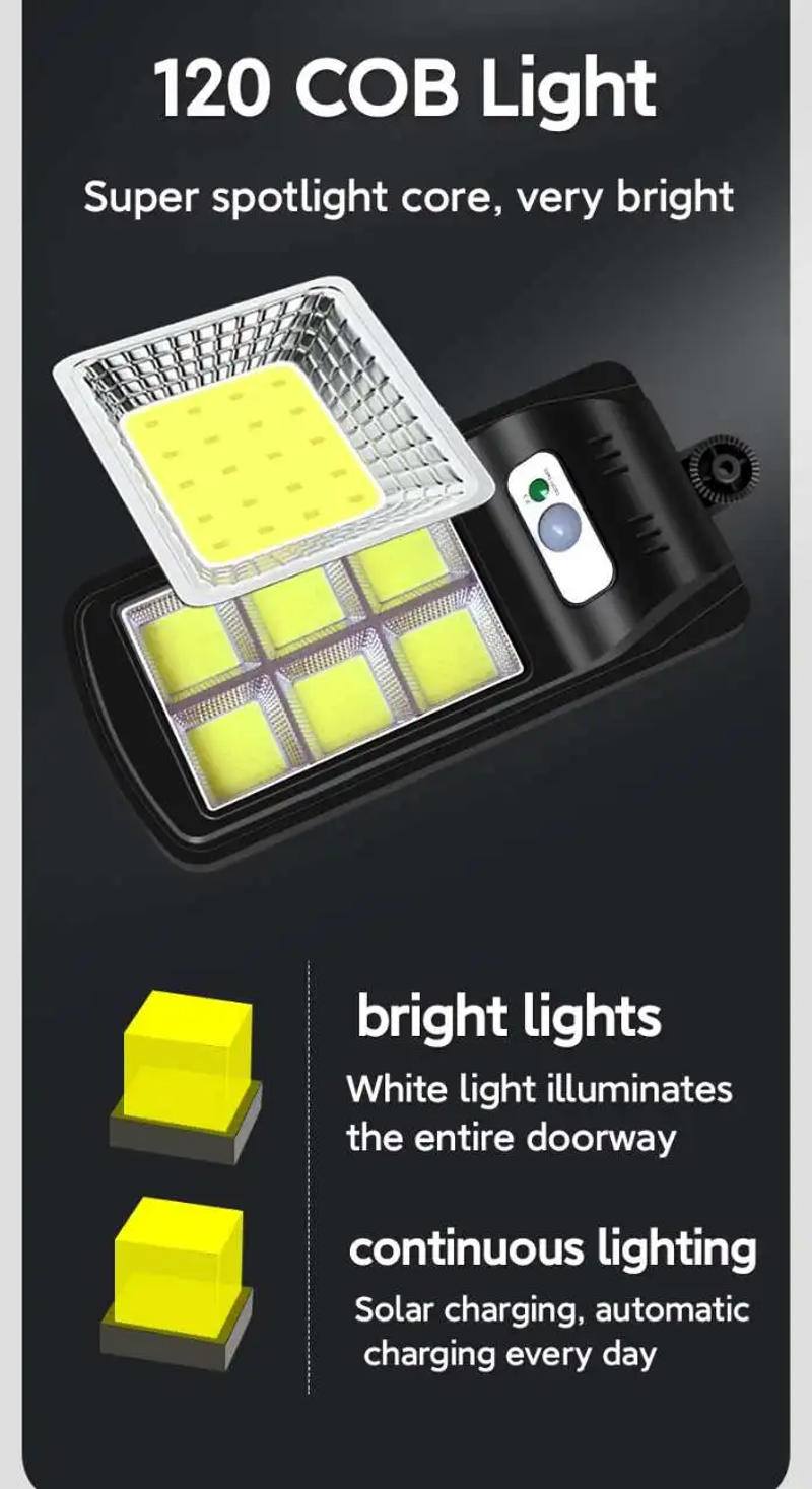 Description Picture 2 of itemIrradiation 300㎡ 3000W Solar Lights Outdoor Sunlight Motion Sensor Light IP65 Waterproof Garden Street Wall Outdoor Solar Lamp