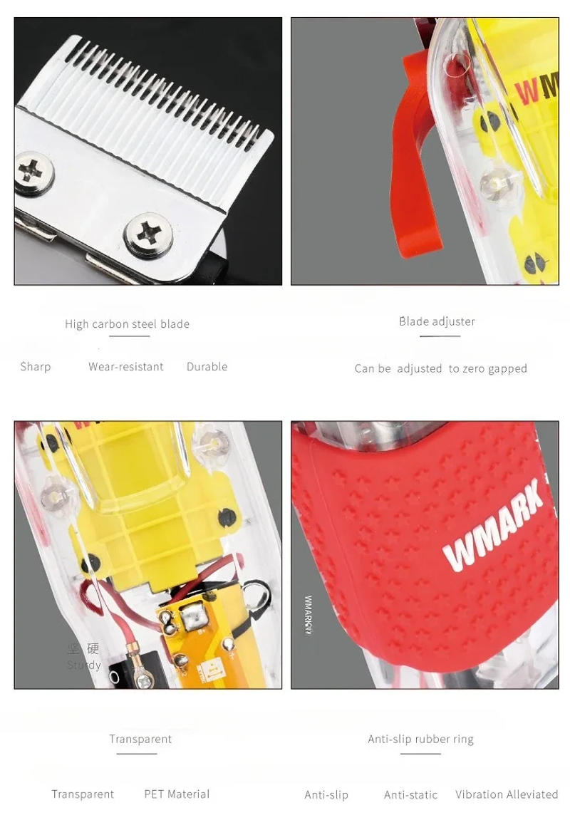 Description Picture 6 of itemNEW Transparent Hair Trimmers WMARK NG-108A Rechargeable Hair Cutting Machine with Non-slip Cover Hair Clippers