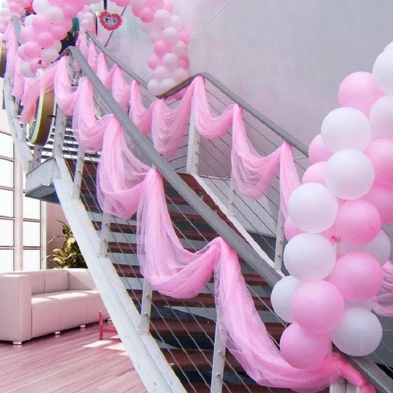 Description Picture 6 of item10/5m White Sheer Crystal Wedding Organza Tulle Roll Fabric for Wedding Arch Chair DIY Decoration Hotel Party Festival Supplies