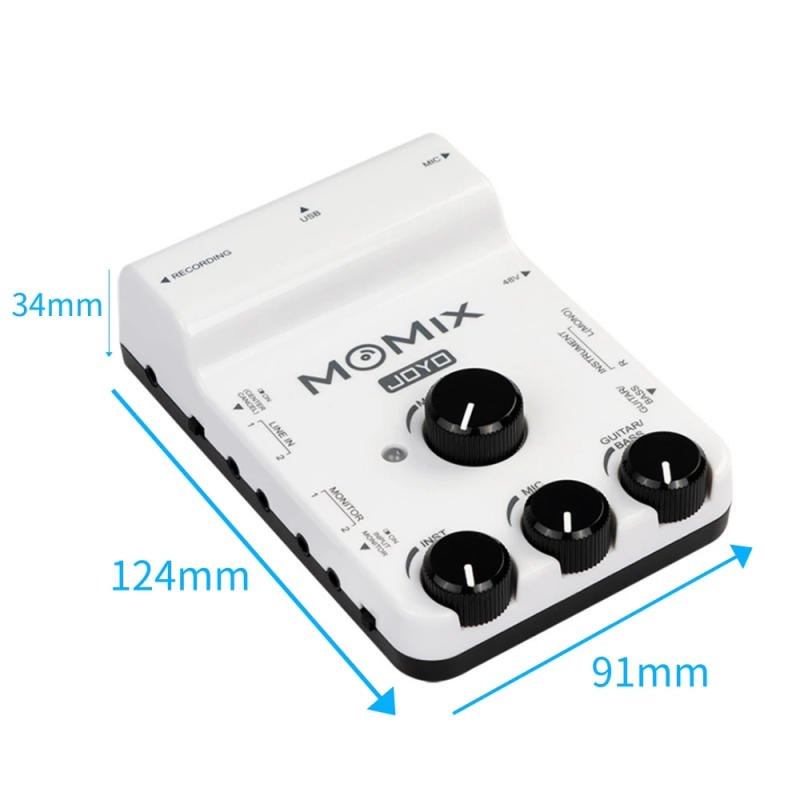 Description Picture 5 of itemJOYO MOMIX Portable Sound Card For Guitar Bass Keyboard Recording Live Streaming Electronic Drum Instrumental Audio Mixer
