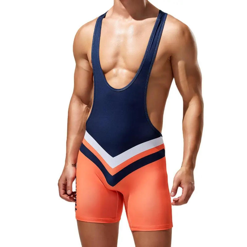 Description Picture 4 of itemTAUWELL Bodysuit Men Sports Gym Undershirts Vest Underwear Boxers Wrestling Singlets Jumpsuits Bodybuilding Leotard