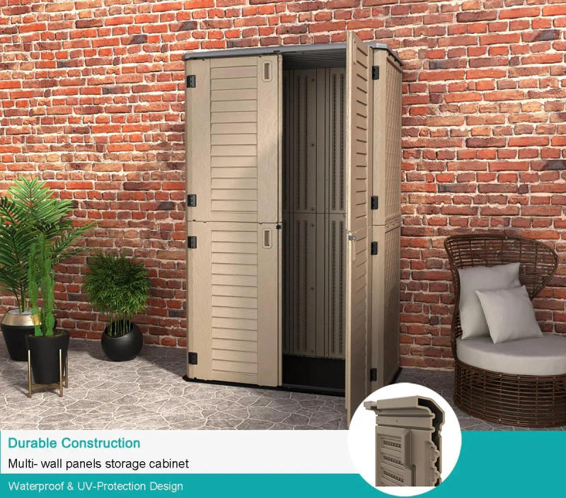 Description Picture 5 of itemSheds & Outdoor Storage 52 cu.ft Vertical Outdoor Storage Cabinet Resin Storage Sheds Outdoor with Floor for Garden Tools