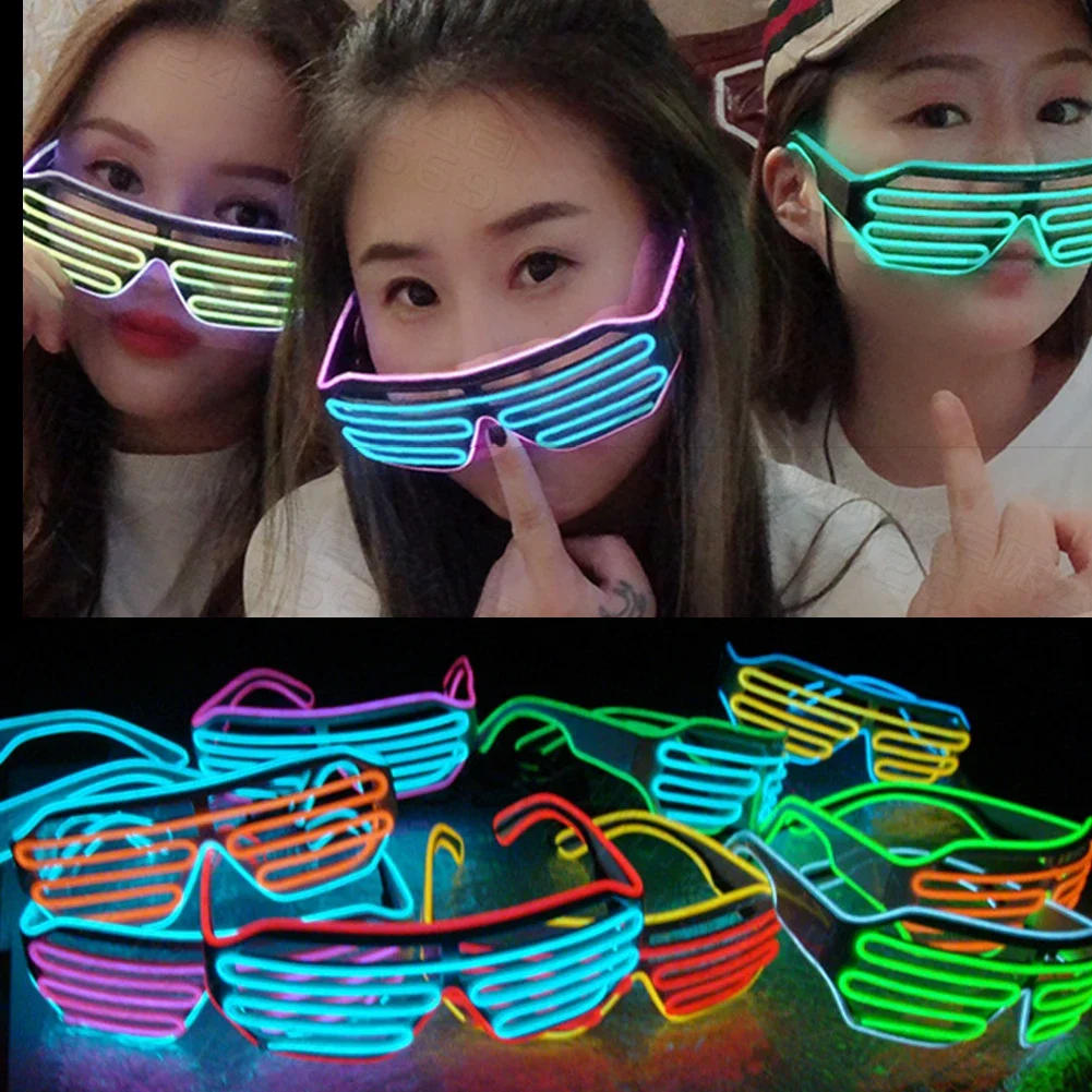 Description Picture 3 of itemGlowing Glasses LED Gafas Luminous Bril Neon Christmas Glow Sunglasses Flashing Light Glass for Party Supplies Prop Costumes New