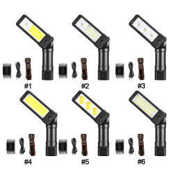 Portable LED Flashlight USB Rechargeable Magnetic Inspection Lamp Rotatable COB Camping Lantern for Car Repair