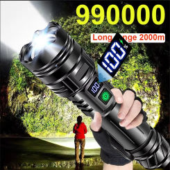 990000 Lumens Super Bright Long Range LED Flashlight Tactical Flashlight Outdoor Waterproof Flashlight Camping Lantern Torch