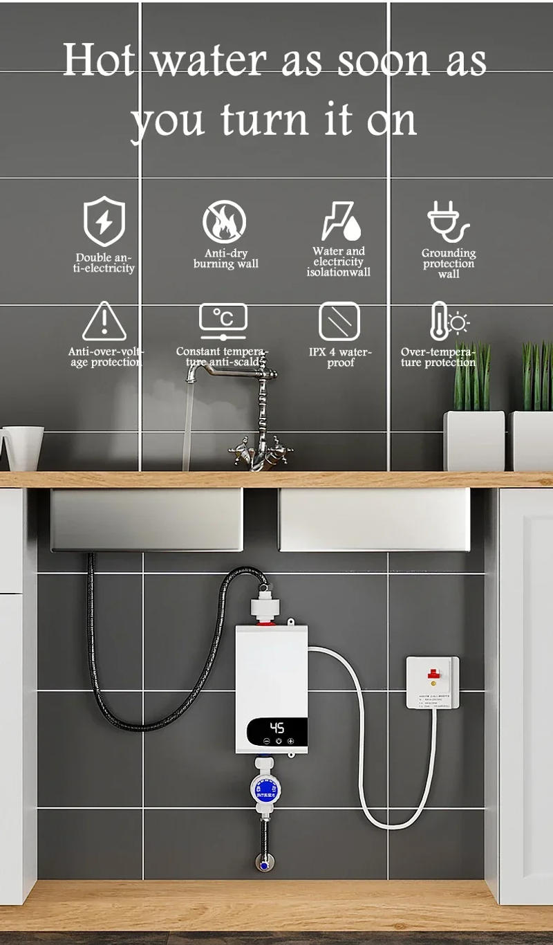 Description Picture 4 of itemInstant Water Heater 220V 5500W Portable Electric Heaters for Bathroom Hot Water Shower and Home Kitchen Heating