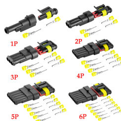 1sets Way AMP Super Seal Pins HID Waterproof Electrical Wire Connector Plug for Car Waterproof Connector 1/2/3/4/5/6 Pins