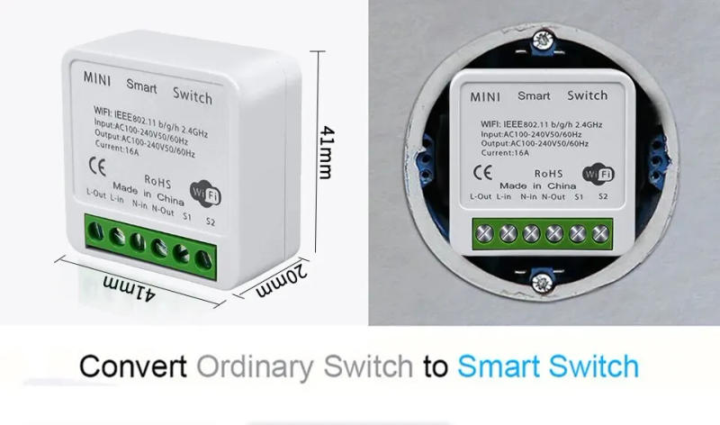 Description Picture 4 of item16A Mini Tuya Wifi Smart Switch 2 Way Control 20A DIY Light Switch Automation Relay Module Works With Alexa Google Home Alice