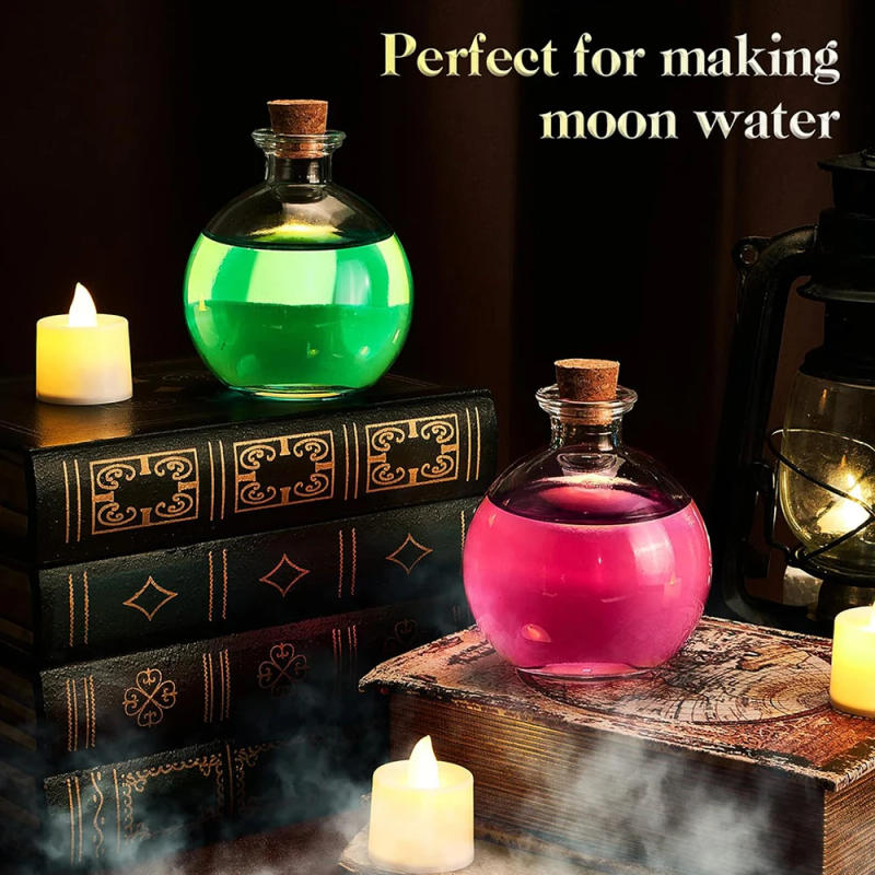 Description Picture 4 of itemSpherical Potion Bottles Round Glass Bottles Clear Potion Jars Large Decorative Bottles Vases for Halloween Christmas Costume