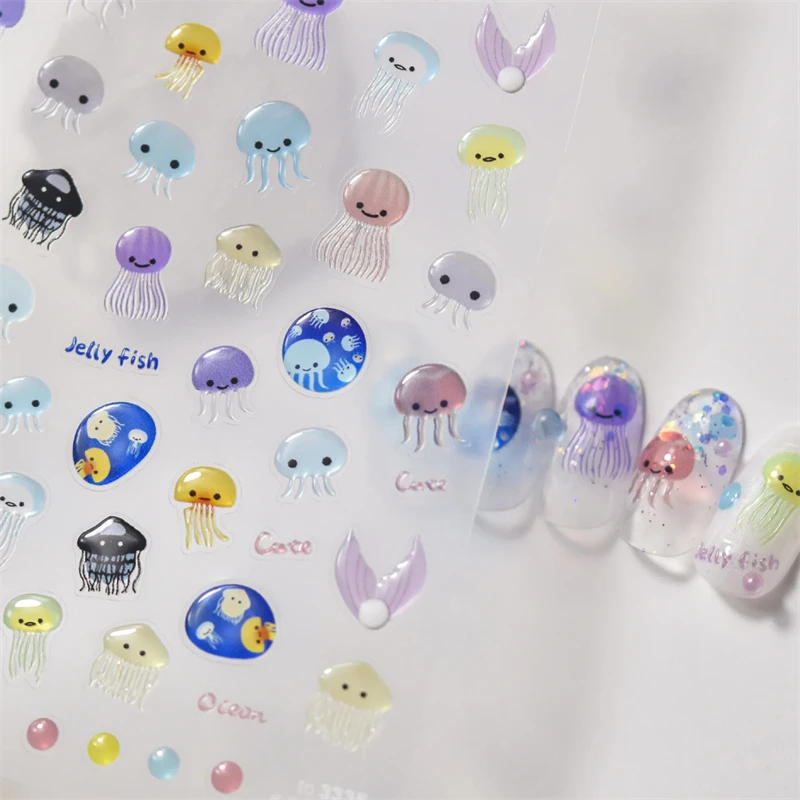 Description Picture 6 of item1pcs 5D Kawaii Jelly Nail Art Stickers Cute Jellyfish Self Adhesive Nail Art Decorations Stickers DIY Cartoon Manicure Decals