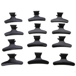 12pcs Positioning Clamp Professional Butterfly Shaped Hair Styling Section Clamp Black Hair Accessories Home Use