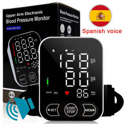 Spanish Voice Portable Tonometer Digital LCD Tensiometers Blood Pressure Monitor Heart Rate Meter Large Cuff Sphygmomanometer