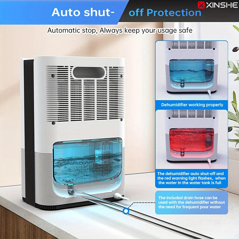 Description Picture 4 of itemDehumidifier, 1.2L large tank, covers up to 80mÂ², suitable for home, bedroom, office, kitchen, EU/US plug