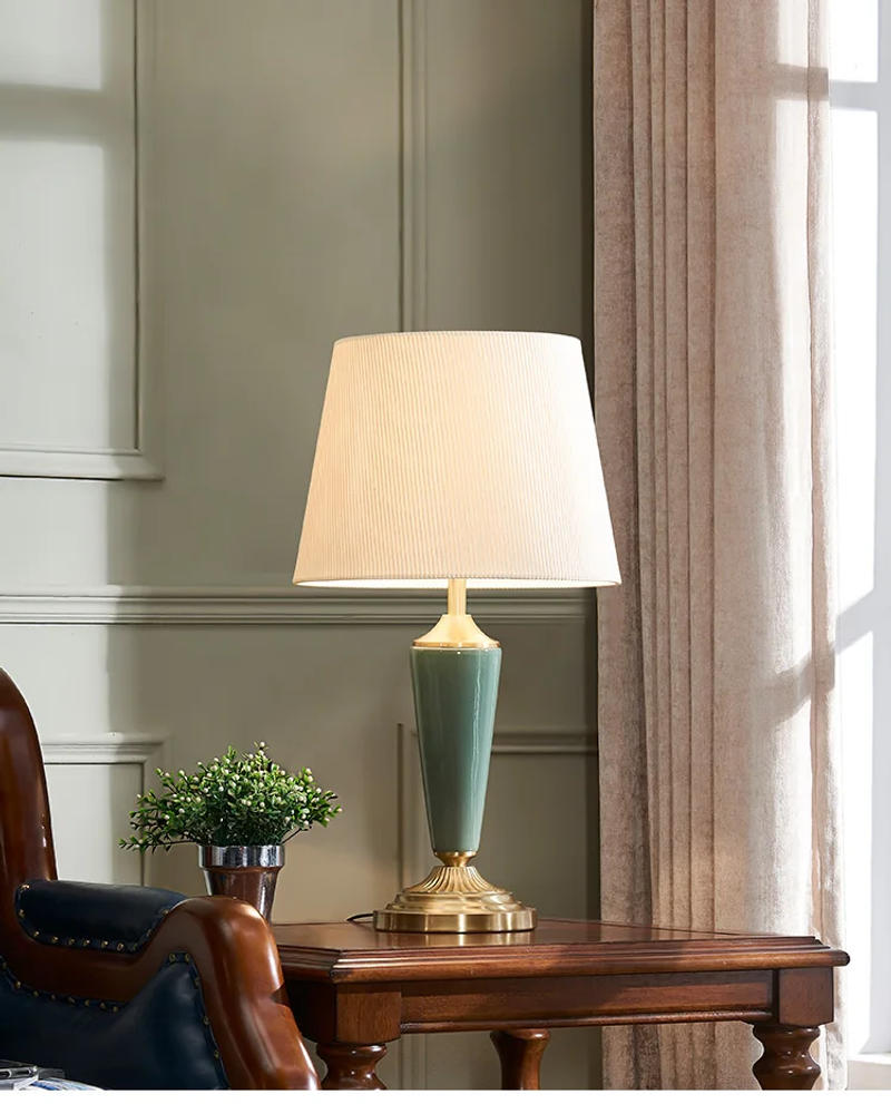 Description Picture 2 of itemluxury all-copperceramictable lamp master bedroom bedside tablecreative simple modern high-end warm living roomторшерمصباح ارضي