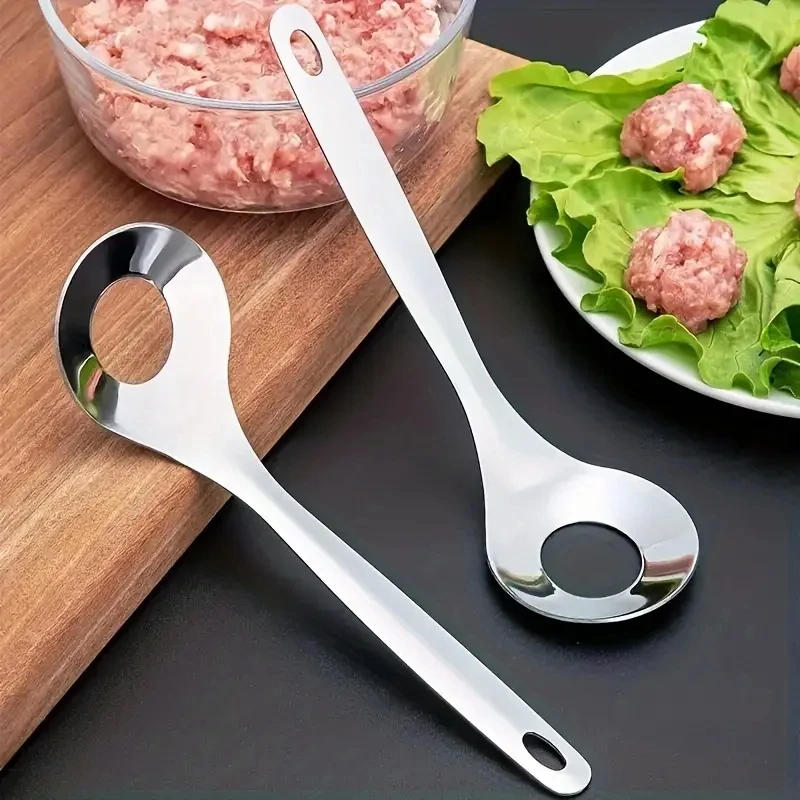 Description Picture 2 of item304 Stainless Steel Meatball Spoon Hand Squeeze Meatball Spoon Squeeze Maker Spooner Meatball Maker Kitchen Gadgets