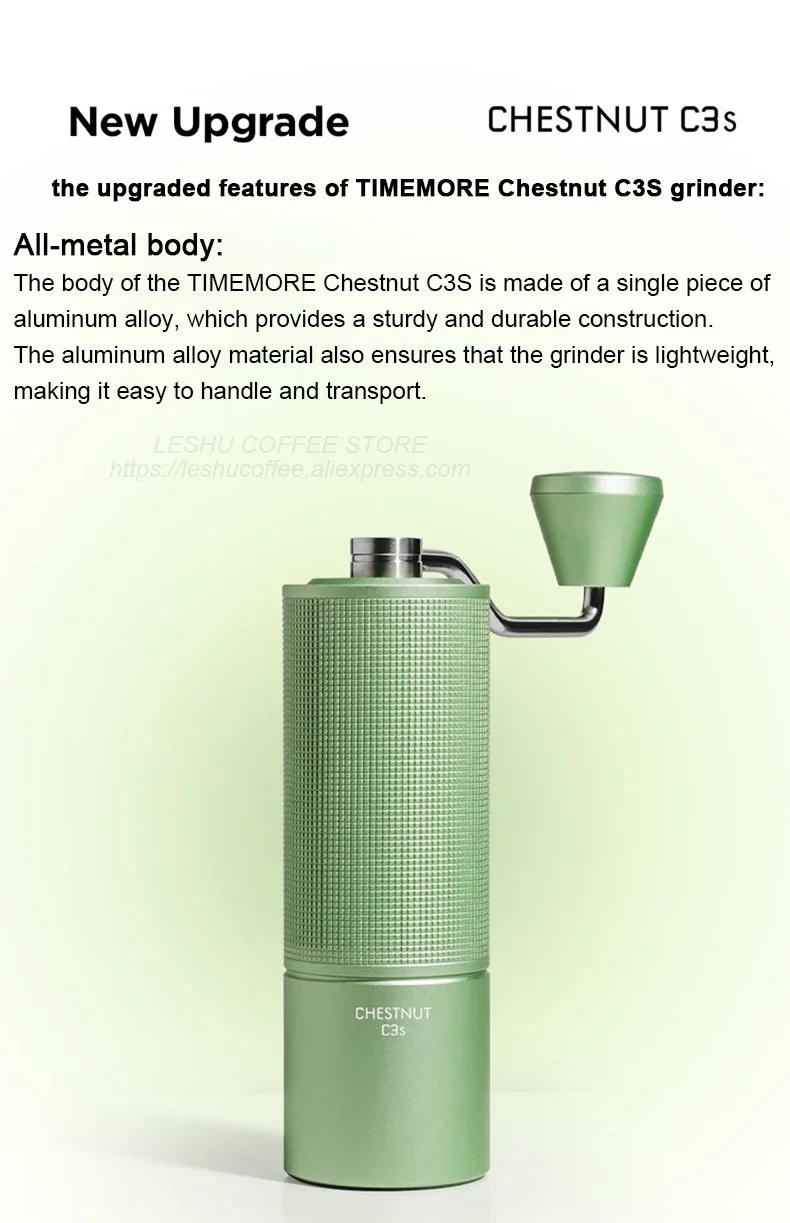 Description Picture 3 of itemTIMEMORE Chestnut C3S / C3ESP Manual Coffee Grinder Upgrade All-metal Body & Anti-slip Design Portable Grinder S2C Burr Inside