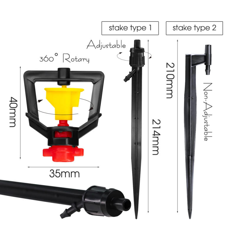 Description Picture 3 of item10PC Garden Irrigation Micro Sprinklers on 20cm Stake Support 360° Refraction Misting Spray Greenhouse Agriculture Watering Tool