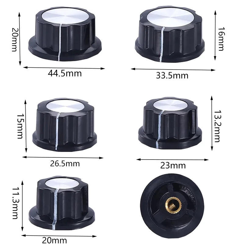 Description Picture 2 of item2pcs Potentiometer Knob Kit for Hole 6mm Dia MF-A01 MF-A02 MF-A03 MF-A04 MF-A05 Rotary Switch Knobs Caps