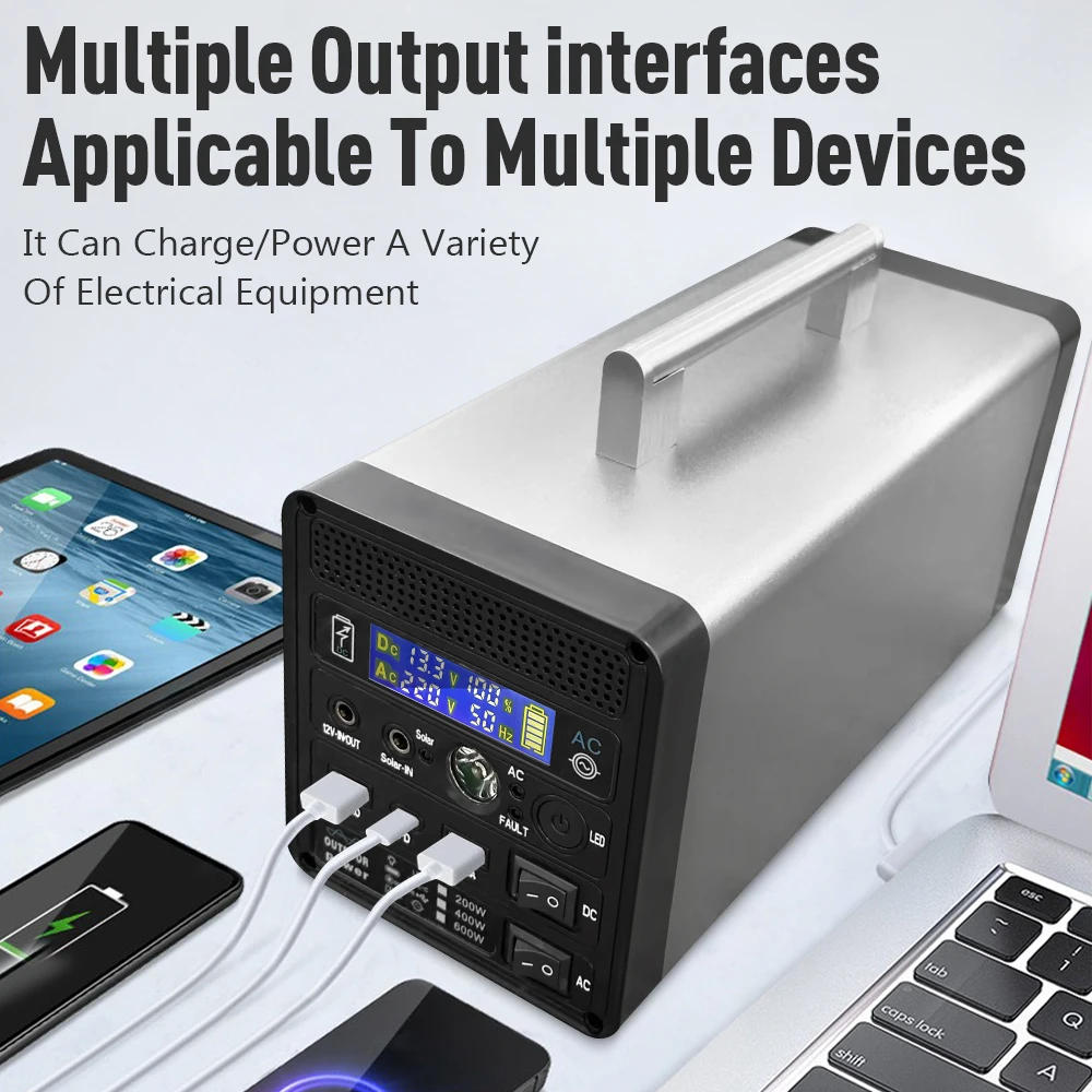 Description Picture 5 of itemPower Station Solar Generator Outdoor Energy 220V Portable Solar Generator 400W 96000mAh LED Pure Sine Wave Inverter Home Car