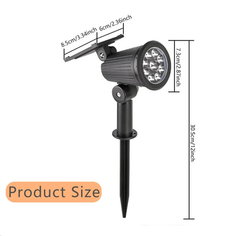 Description Picture 5 of item9 LED Solar Garden SpotLight Outdoor RGB Solar Landscape Street Lamp IP65 Waterproof Brightness Adjustable for Yard Palm Trees