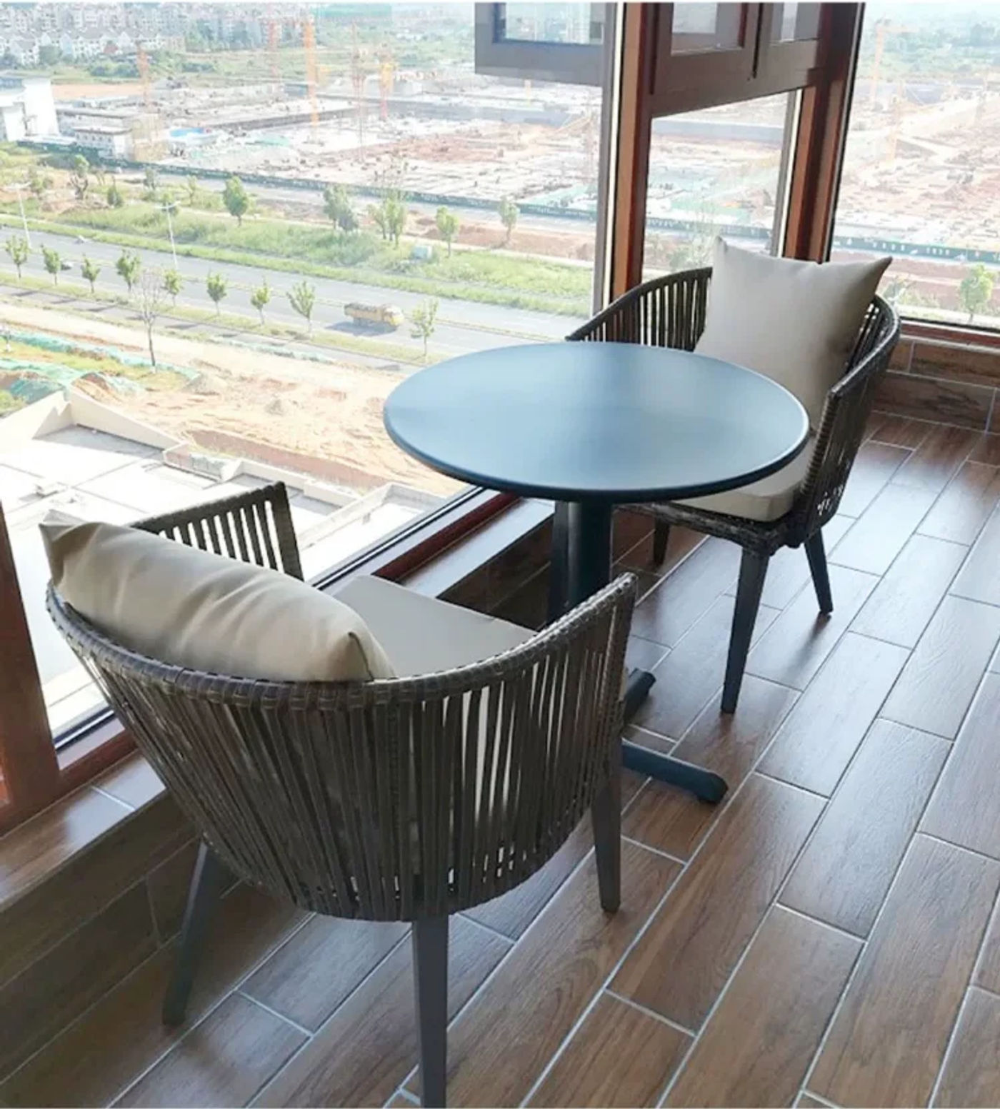 Description Picture 4 of itemVine chair three piece set, balcony, small tables, chairs, coffee table, terrace, rattan woven backrest, outdoor leisure, Nordic