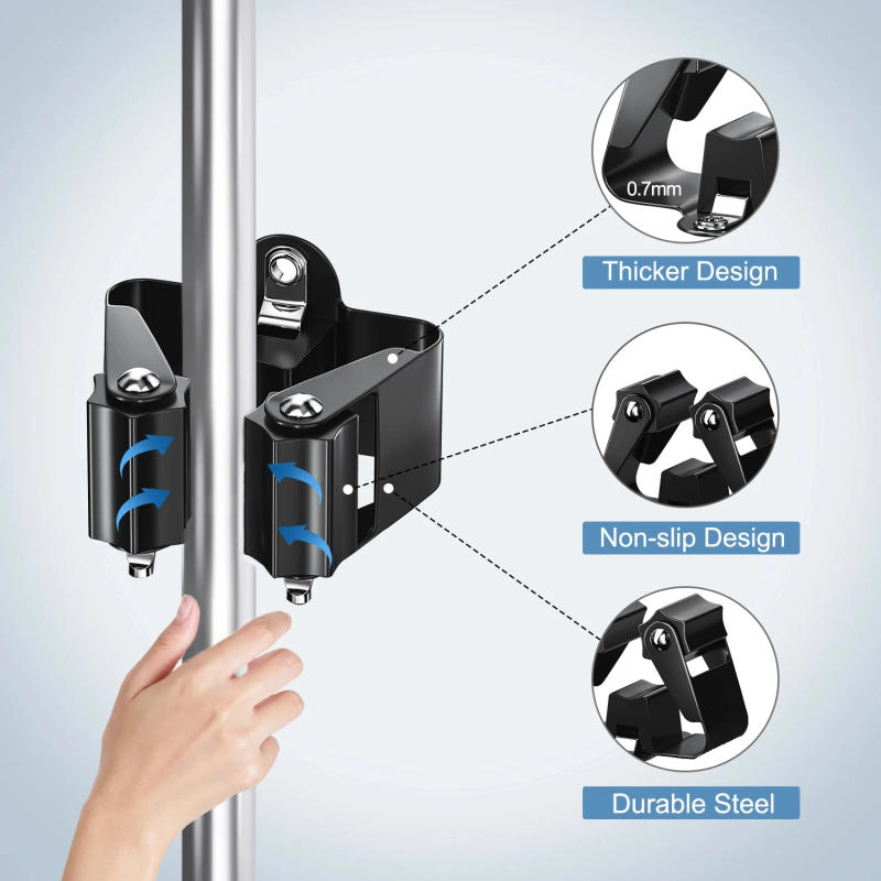 Description Picture 4 of item2/3/4PCS Multi-Purpose Hooks Wall Mounted Mop Organizer Broom Holder Rack Hanger Waterproof Bathroom Strong Hook