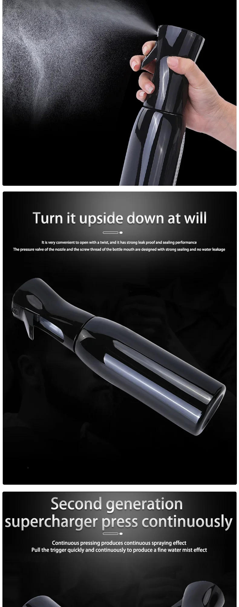 Description Picture 5 of itemNew 200/300/500ML High Pressure Spray Bottles for hair Empty Bottle Refillable Mist Bottle Salon Barber Water Sprayer Care Tools