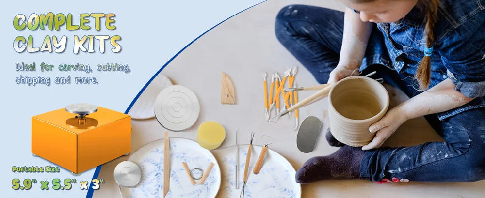 Description Picture 4 of itemMini Pottery Wheel  DIY Clay Tools, Crafts Ceramic Electric Pottery Forming Making Machine with 6.5&10CM Turntable+Sculpting Kit