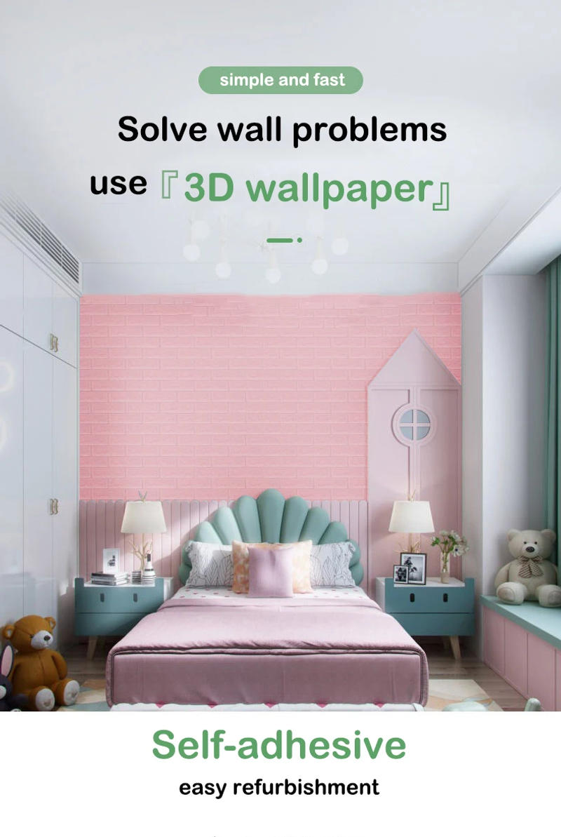 Description Picture 4 of item70cm*100cm 3D Brick Pattern Wall Panels Wallpaper DIY Waterproof for Living Room Bedroom Kitchen Background Wall stickers Decor