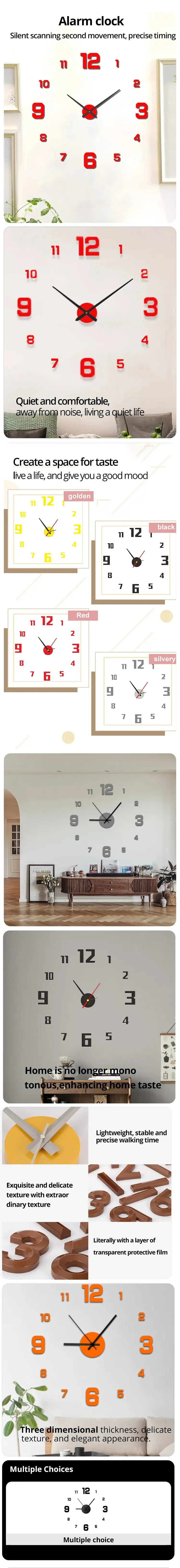 Description Picture 3 of itemCreative Frameless DIY Wall Clock  Decal Home Silent  Living Room Office  Decoration