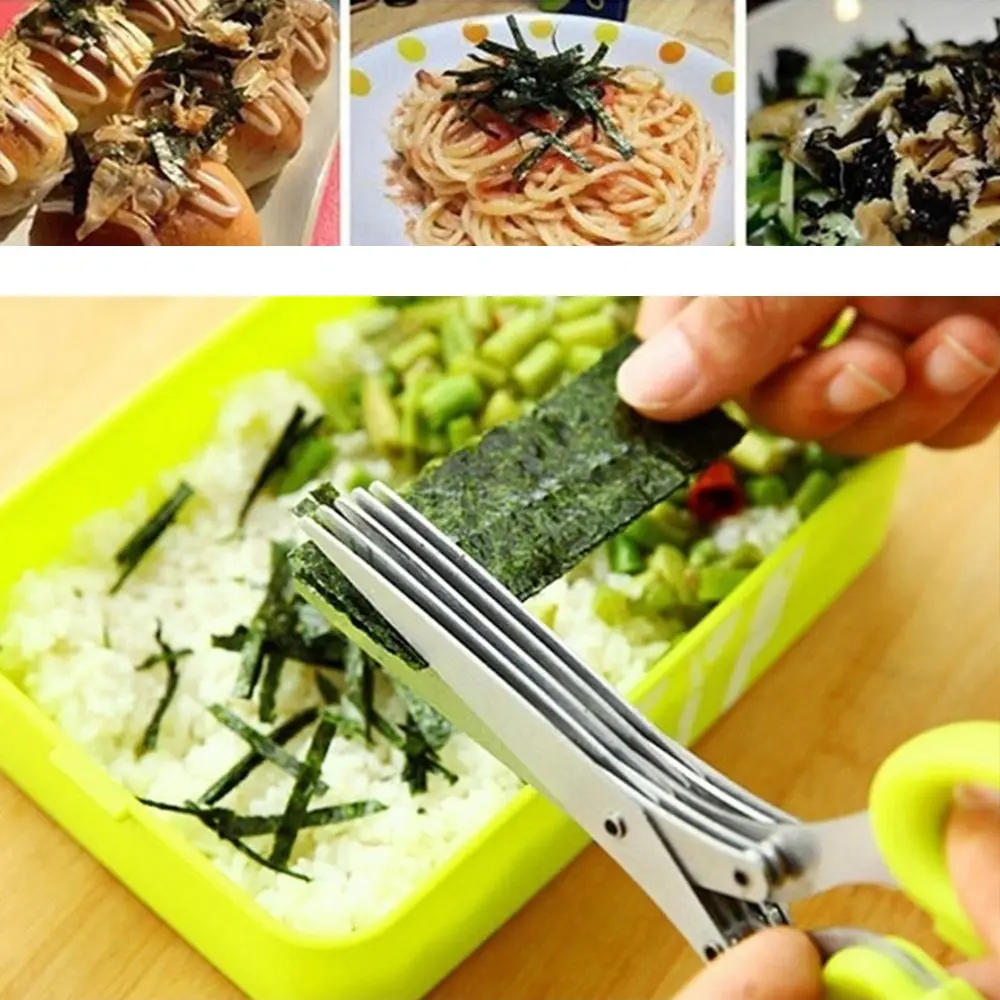 Description Picture 5 of itemMultifunctional Multi-layer Green Onion Scissors Stainless Steel Onion Cutting Knife Herb Seaweed Spice Scissors Kitchen Scissor