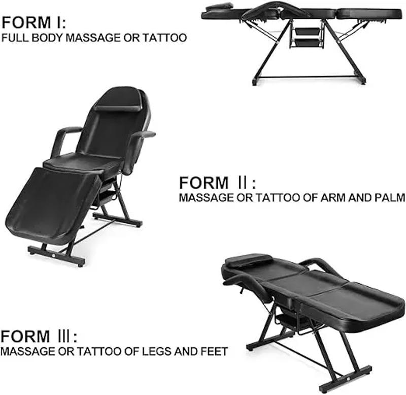 Description Picture 5 of itemTattoo Chair for Client, Adjustable Angle Massage Bed for Eyelash Bed Extensions Facial Massage Tables Salon Chairs with Trays