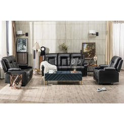 Recline Chair Set，Furniture 3PC Bonded Leather Recliner Set Living Room Set, Sofa, Recline Chair with Massger