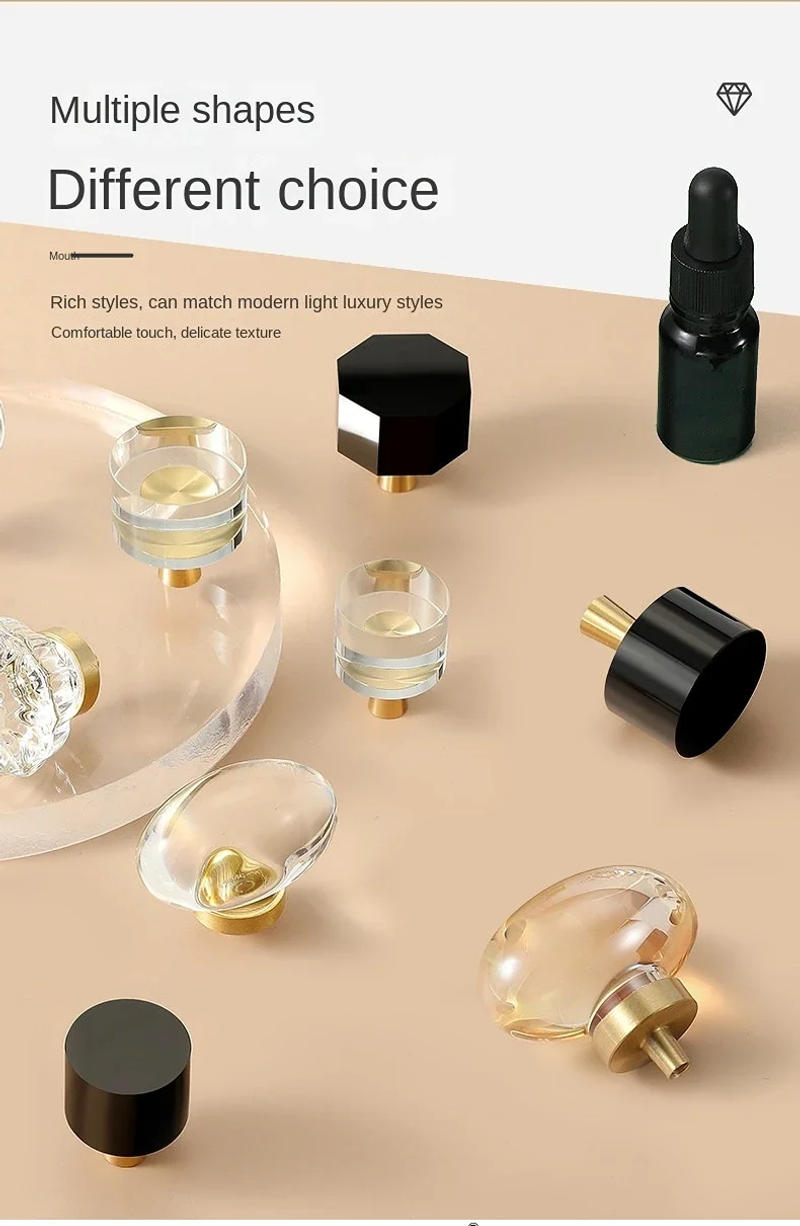 Description Picture 5 of item1PC Crystal Knobs of Furniture Cabinet Pulls Brass Kitchen Dresser Cupboard Drawer Knob Door Handle Furniture Hardware