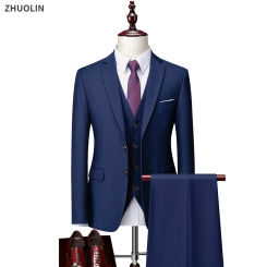 Men Blazers 2 Suit Wedding Set Elegant 3 Pieces Business Formal Vest Pants Full Coats 2024 Luxury Slim Fit Jackets Free Shipping