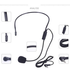 3.5mm Head-Mounted Wired Microphone Headset Mini Mic Portable Cardioid Clear Sound Recording For Teaching Meeting Speech